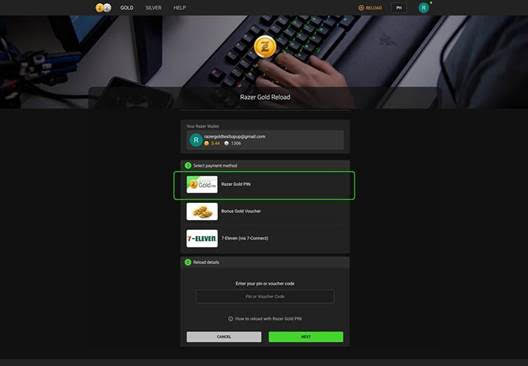 STEP 2. RELOAD Razer Gold account using the Razer Gold 14-digit ePIN